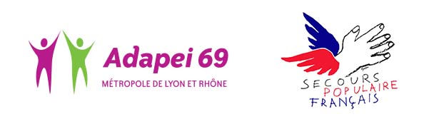 Logos Adapei 69 et Secours populaire